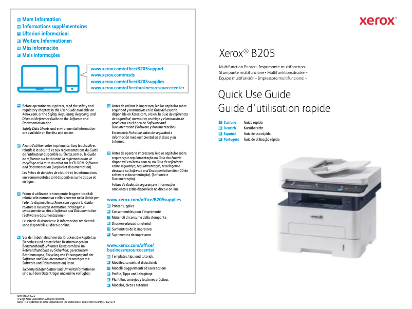Page n°1 - Manuel utilisateur Xerox B205