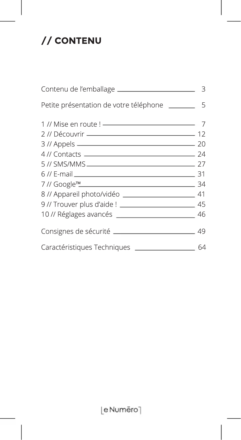 Image de la première page du manuel de l'appareil LeNuméro1