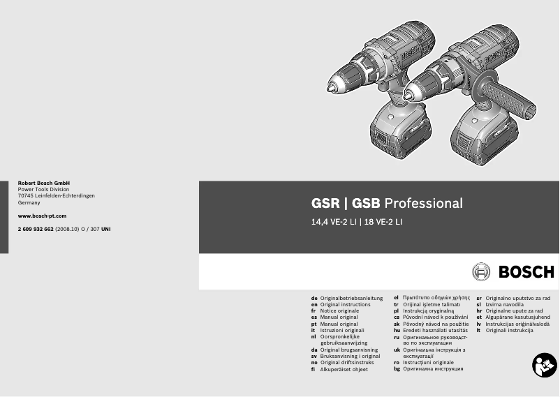 Page 1 de la notice Manuel utilisateur Bosch Blauw GSR 14,4-2-LI Professional