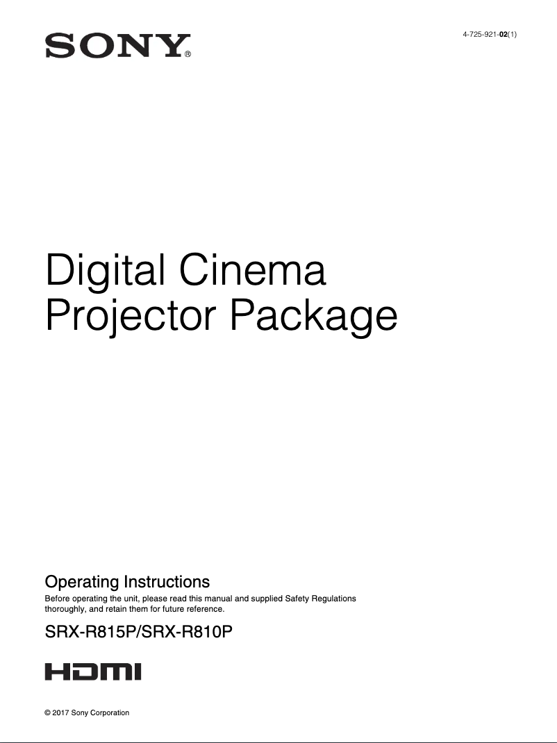 Página 1 del manual Manual de usuario Sony SRX-R810P