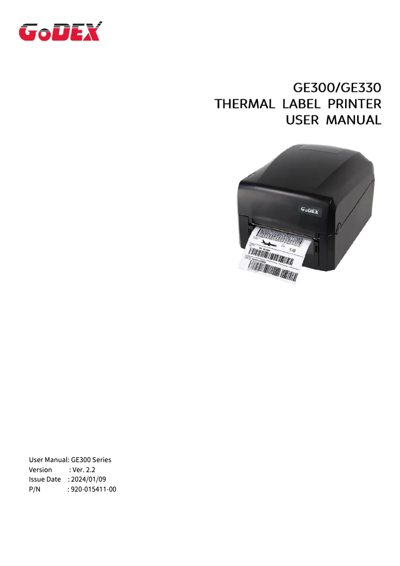 Page 1 of the manual User Manual Godex GE330
