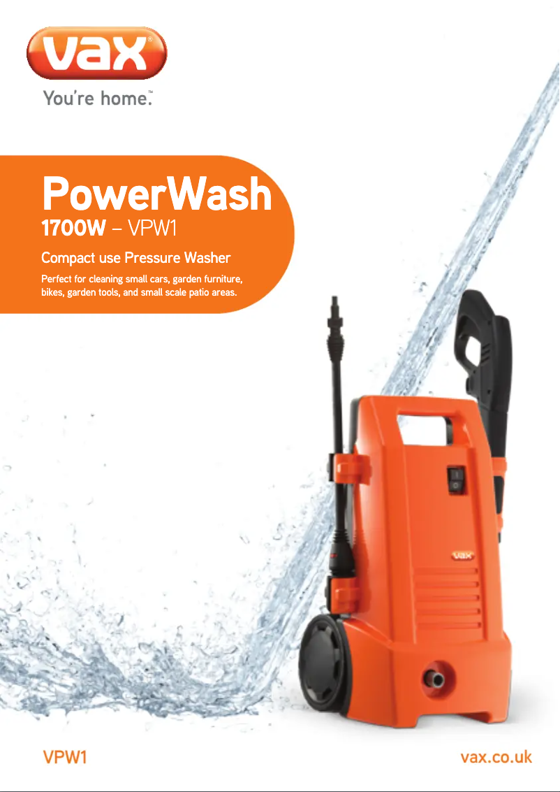 Page 1 de la notice Manuel utilisateur Vax PowerWash 1800w VPW1W