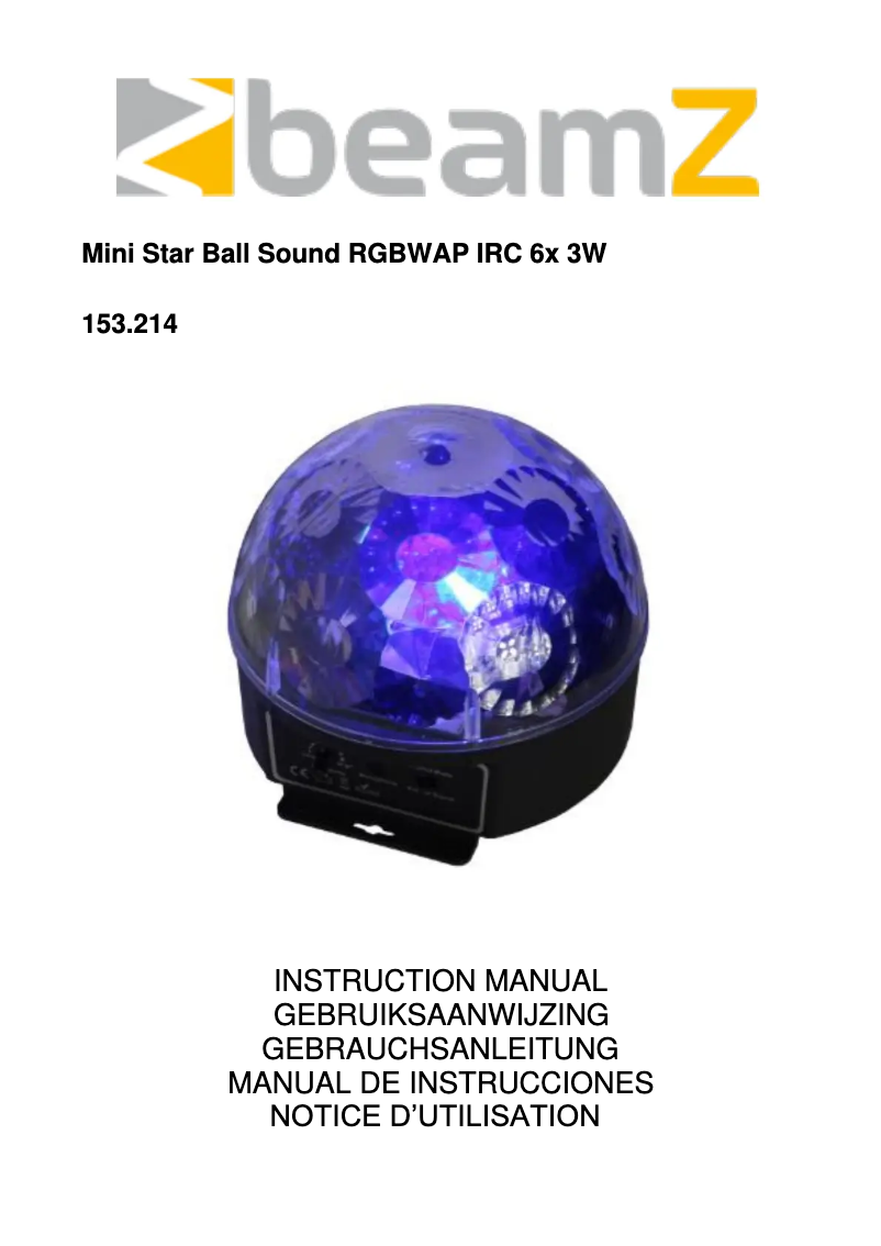 Page n°1 - Manuel utilisateur BeamZ Mini Star Ball 153.214