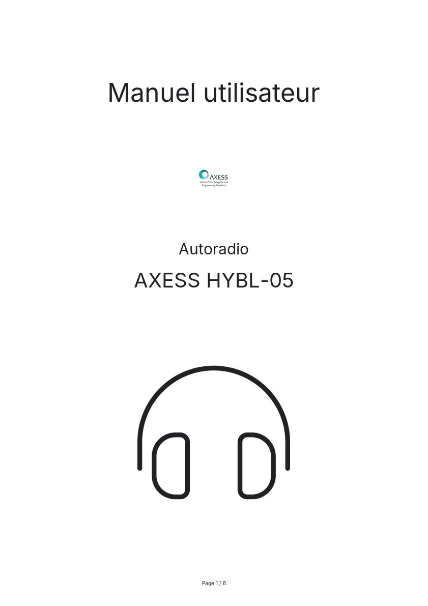 Page n°1 - Manuel utilisateur AXESS HYBL-05