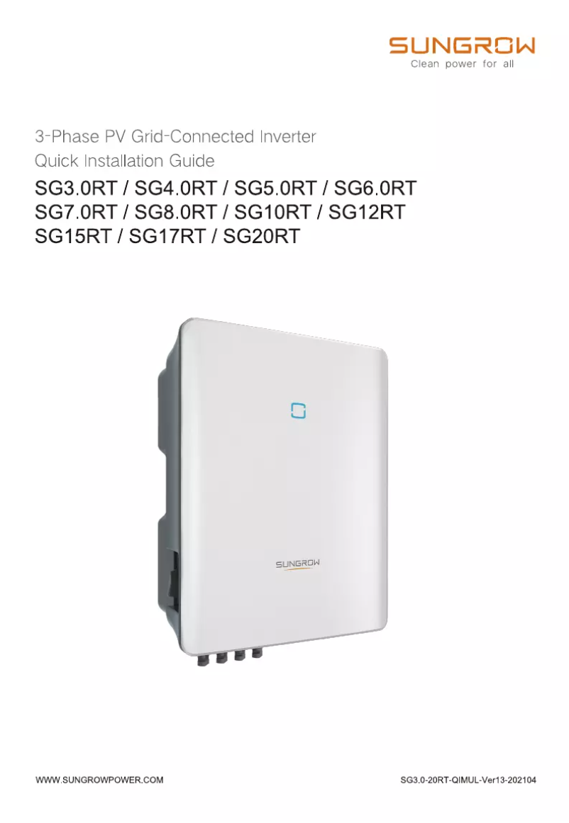 Page 1 de la notice Guide d'installation Sungrow SG17RT