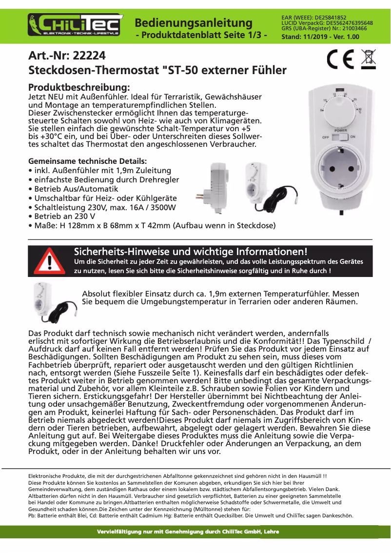 Page n°1 - Manuel utilisateur ChiliTec ST-50