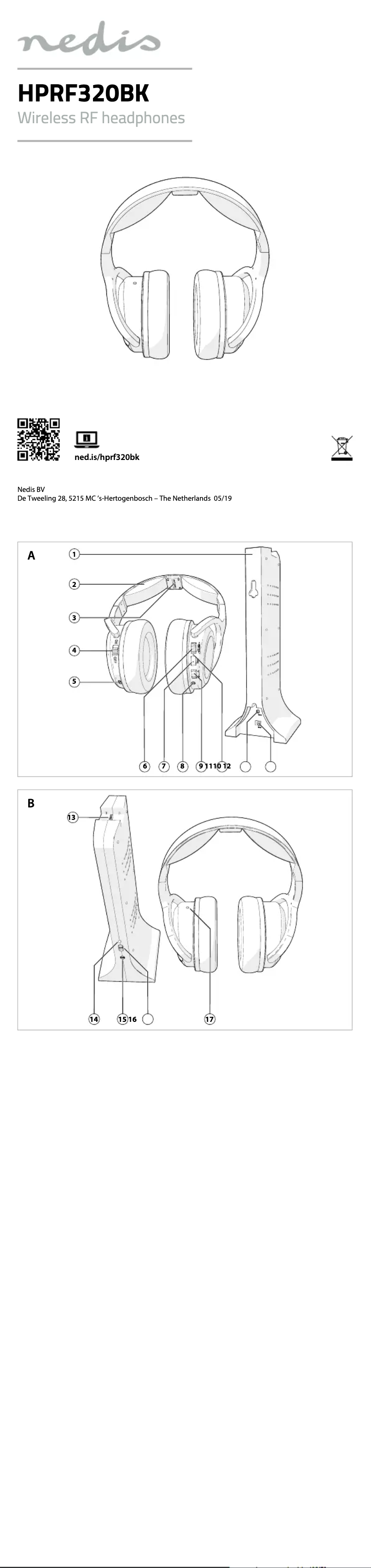 Page 1 de la notice Manuel utilisateur Nedis HPRF320BK