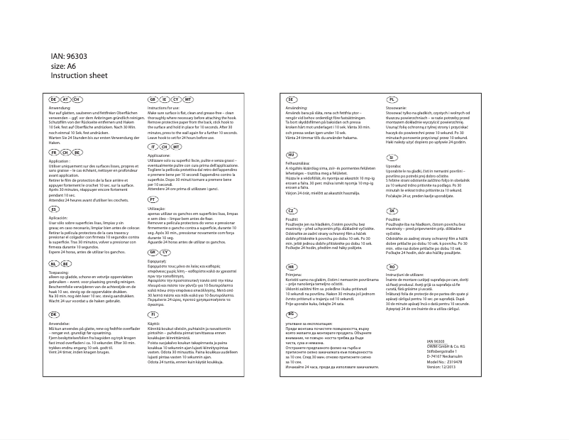 Page n°1 - Manuel utilisateur Ordex IAN 96303