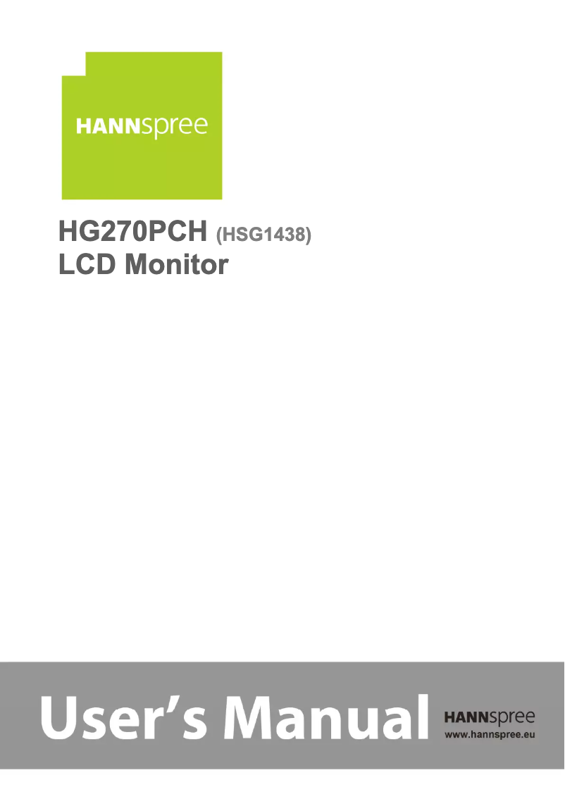 Page n°1 - Mode d'emploi Hannspree HG 270 PCH