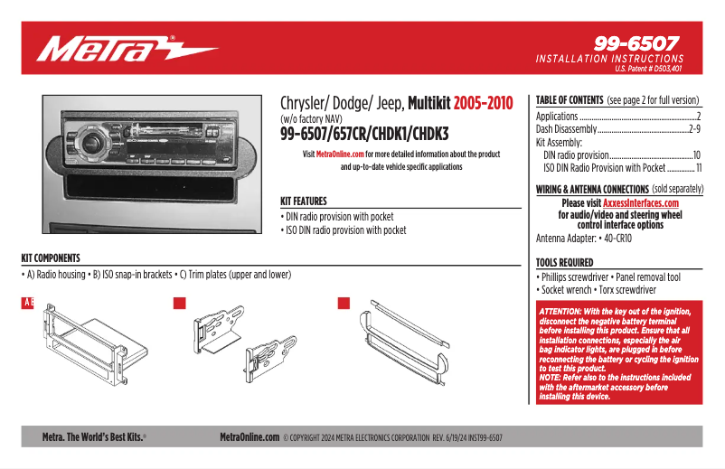 Página 1 del manual Manual de usuario Metra 99-7311