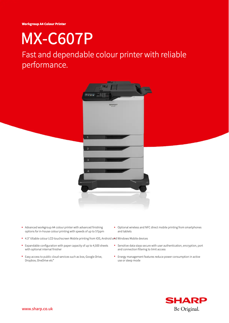 Page n°1 - Fiche technique Sharp MX-C607P