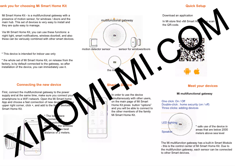 Page 1 de la notice Manuel utilisateur Xiaomi Mi Home smart kit