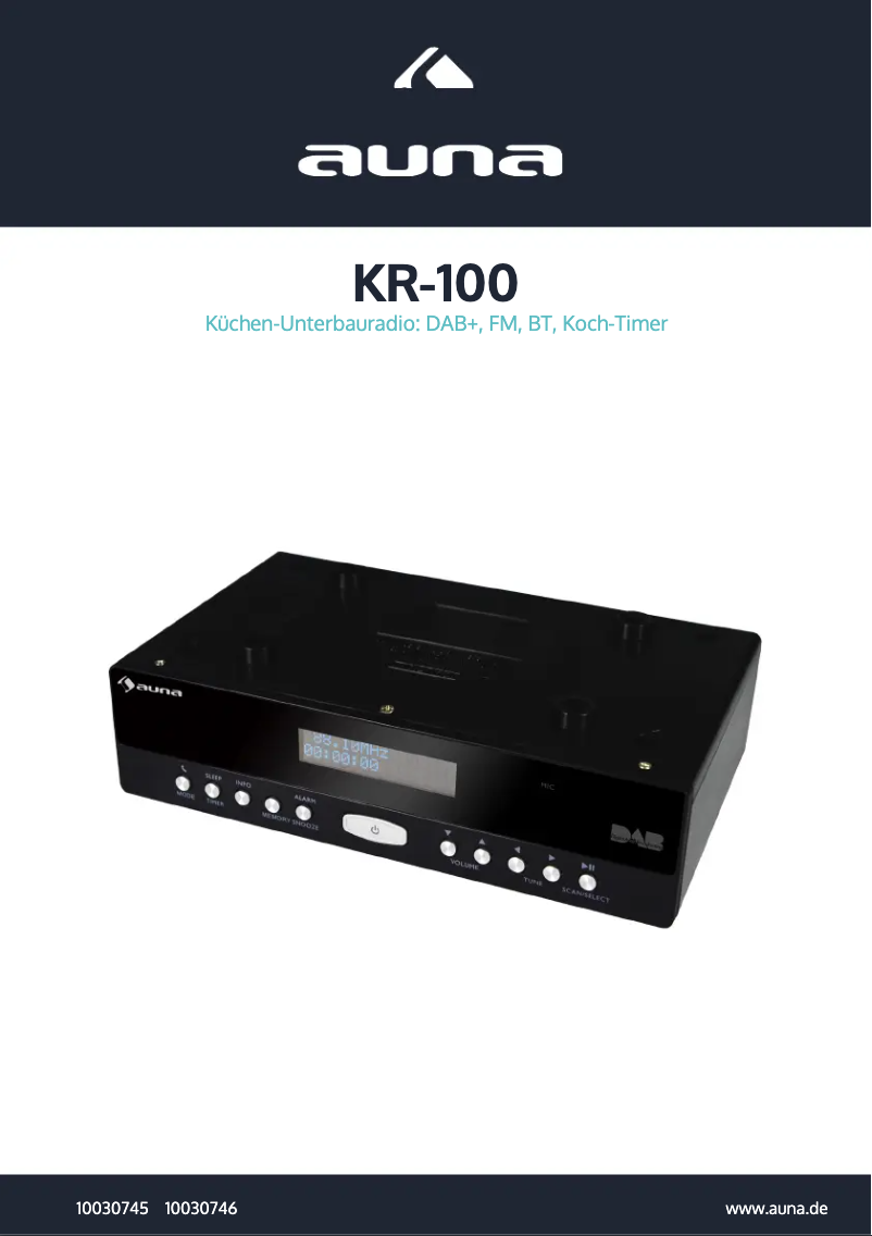 Image de la première page du manuel de l'appareil KR-100 DAB