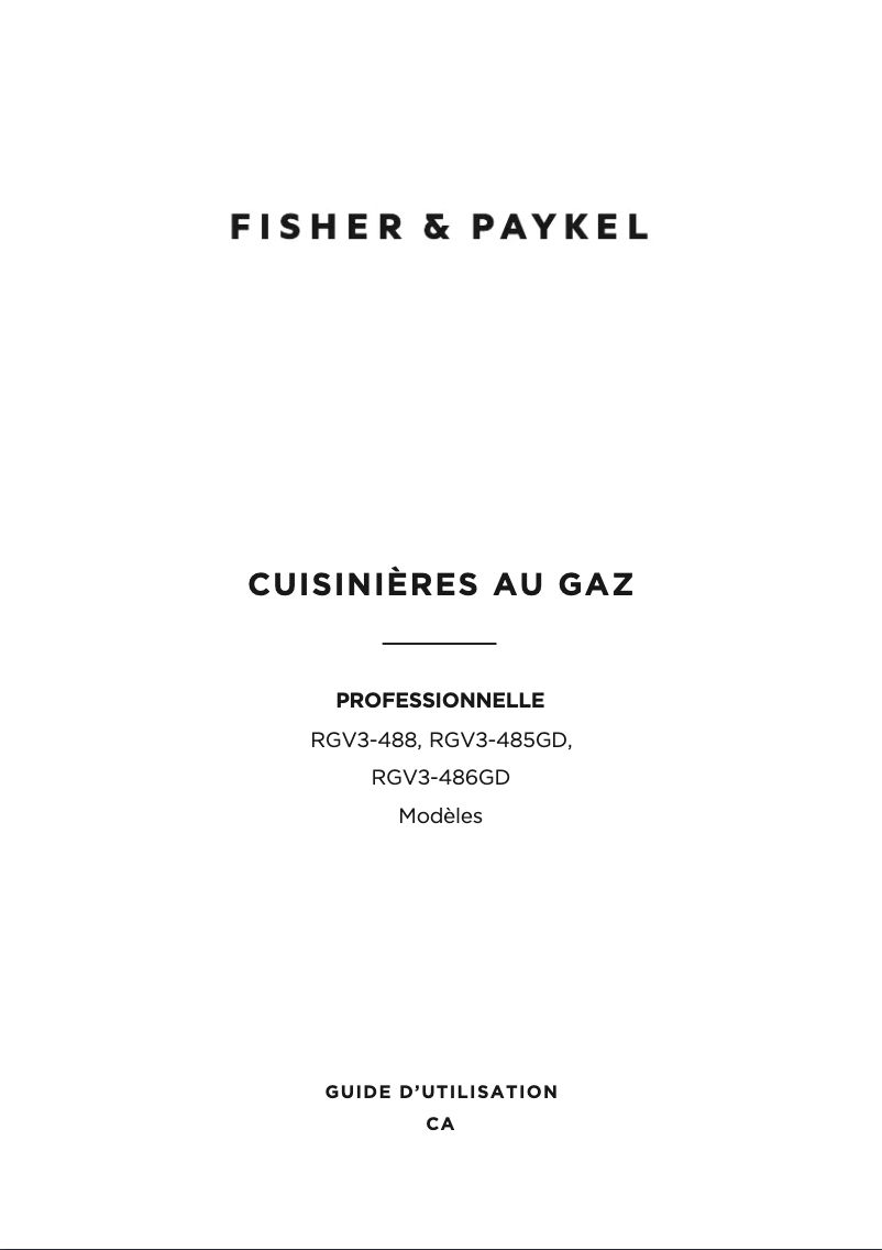 Página 1 del manual Manual de usuario Fisher & Paykel RGV3-485GD