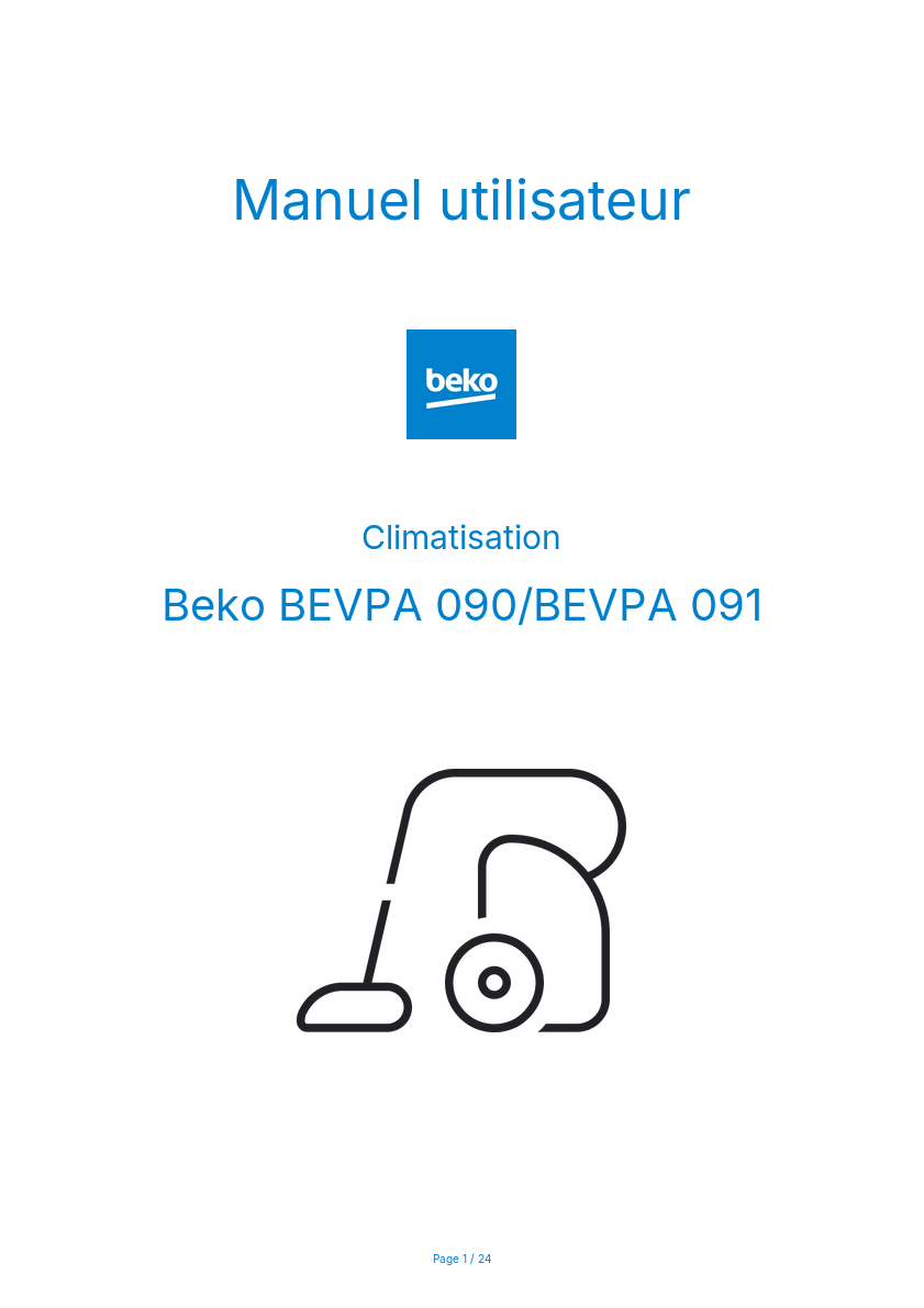 Page n°1 - Manuel utilisateur Beko BEVPA 090/BEVPA 091
