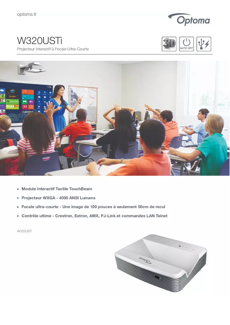 Page n°1 - Fiche technique Optoma W320USTi
