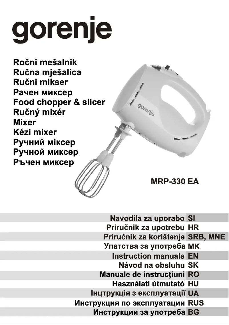 Page n°1 - Manuel utilisateur Gorenje MRP330EA