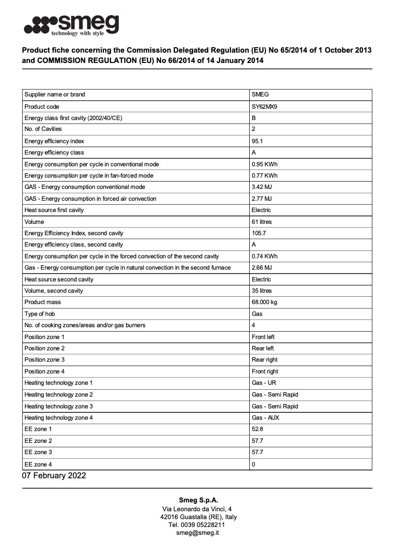 Page n°1 - Brochure Smeg SY62MX9