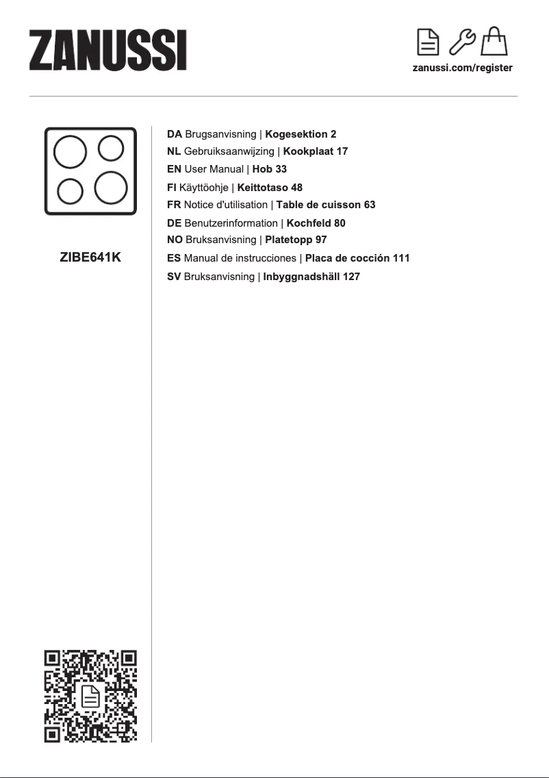 Image de la première page du manuel de l'appareil ZIBE641K