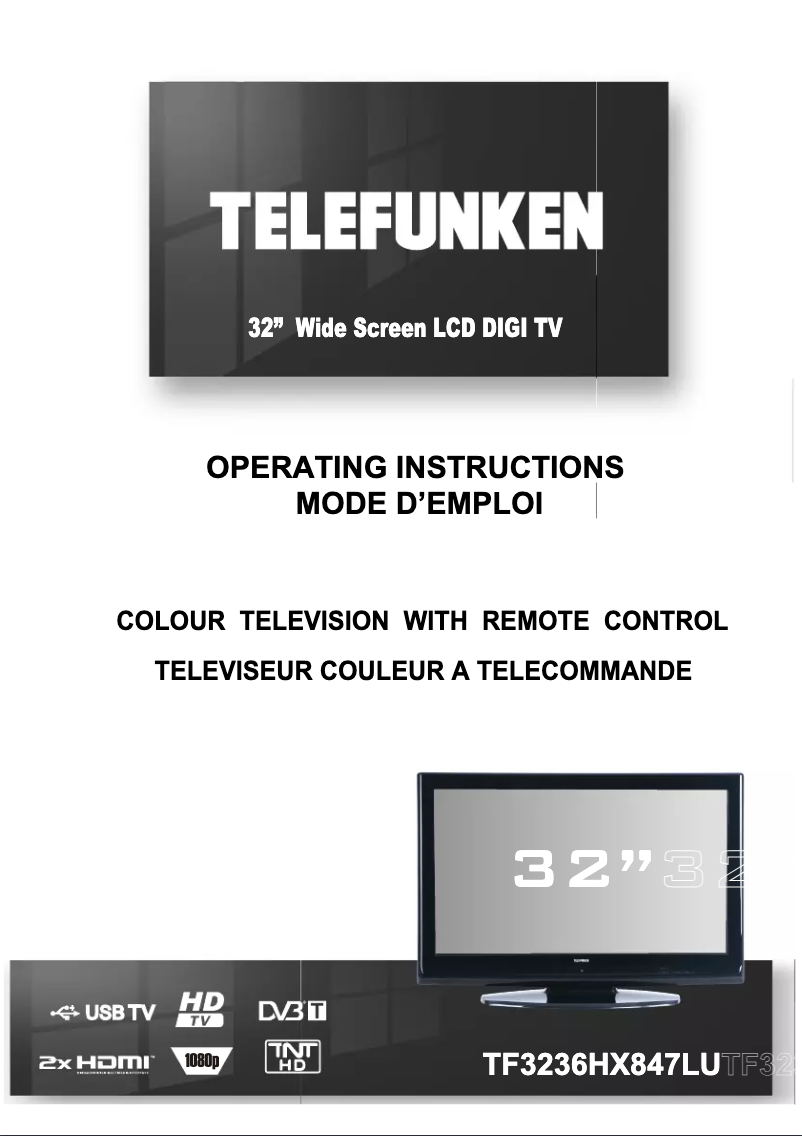 Page n°1 - Manuel utilisateur Telefunken TF3236HX847LU