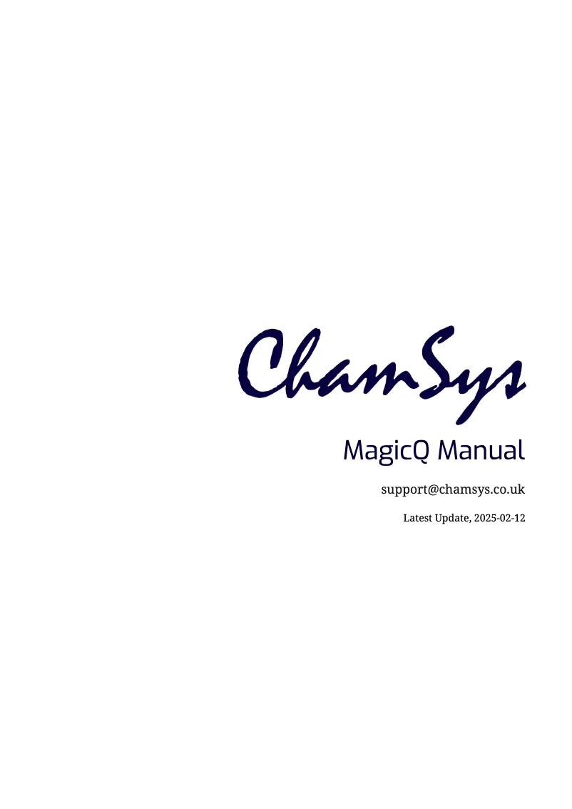 Page n°1 - Manuel utilisateur ChamSys MagicQ Software