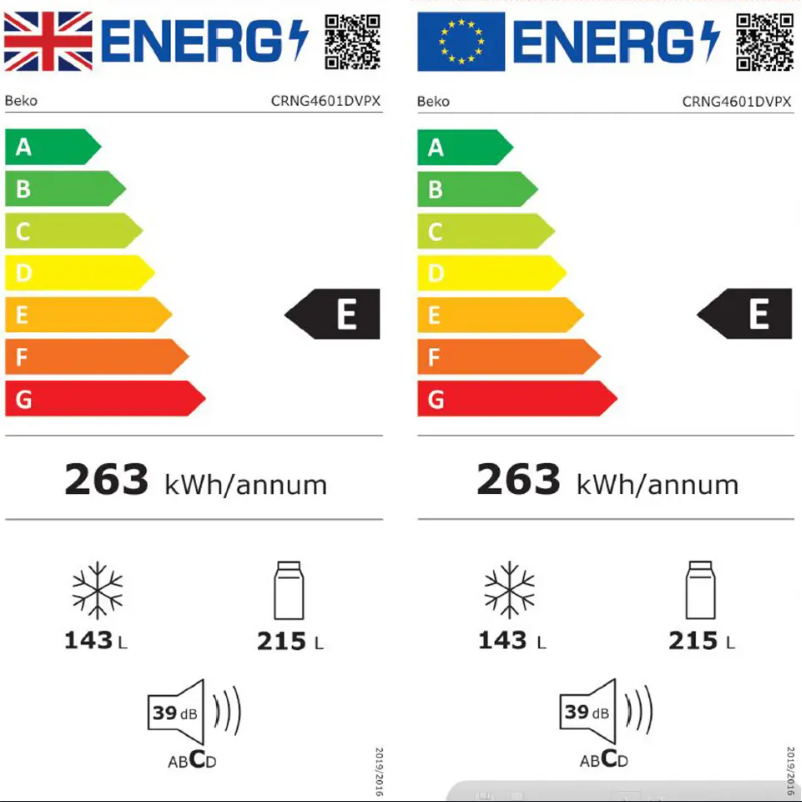 Page n°1 - Label énergétique Beko CRNG4601DV