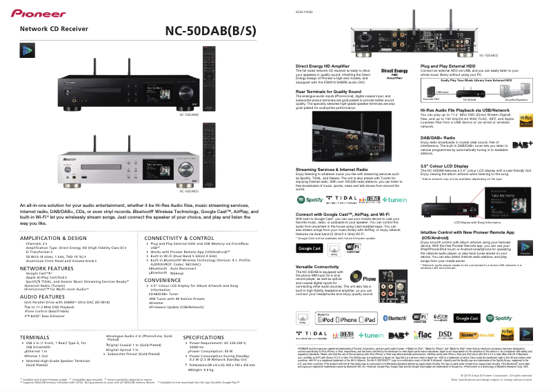 First page image of the manual for NC-50DAB