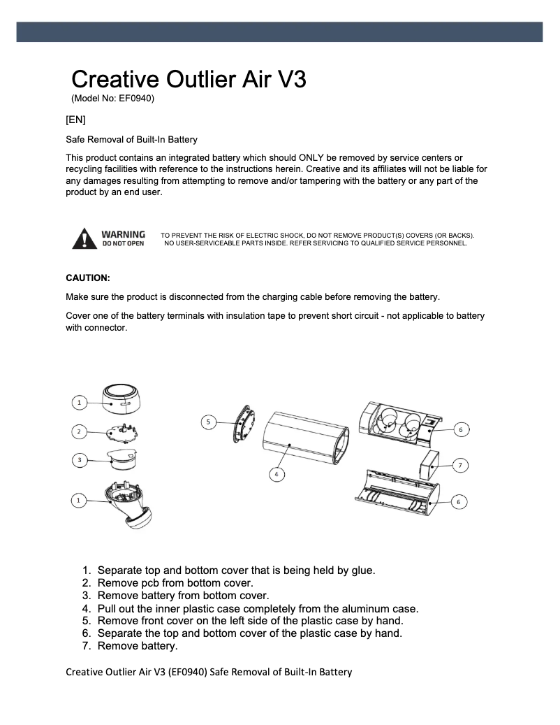 Page 1 of the manual User Manual Creative Outlier Air V3