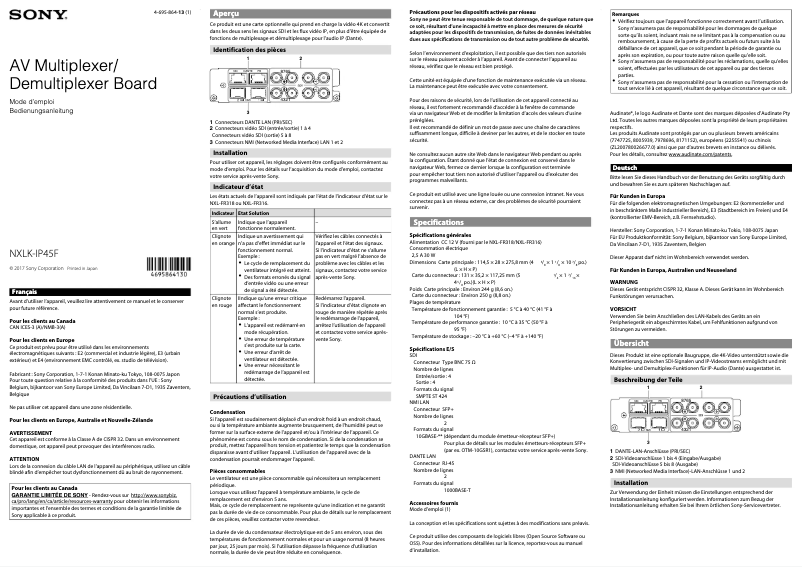 Página 1 del manual Manual de usuario Sony NXLK-IP45F