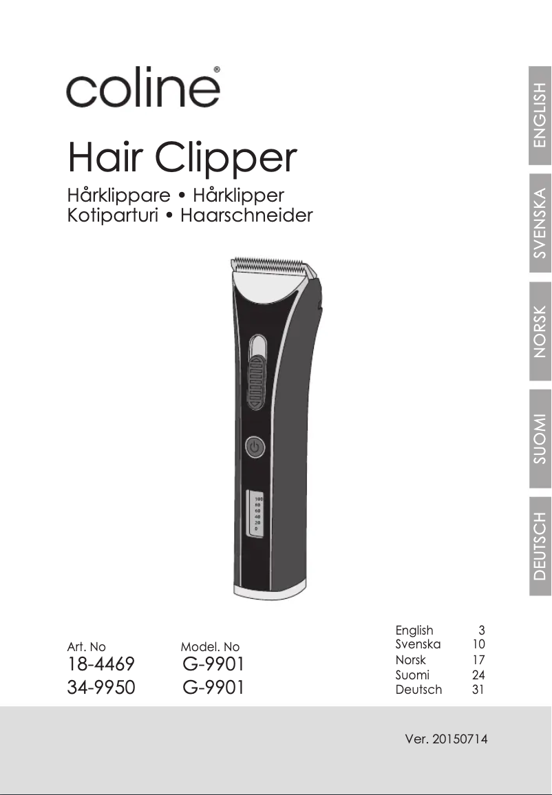 Page 1 de la notice Manuel utilisateur Coline G-9901