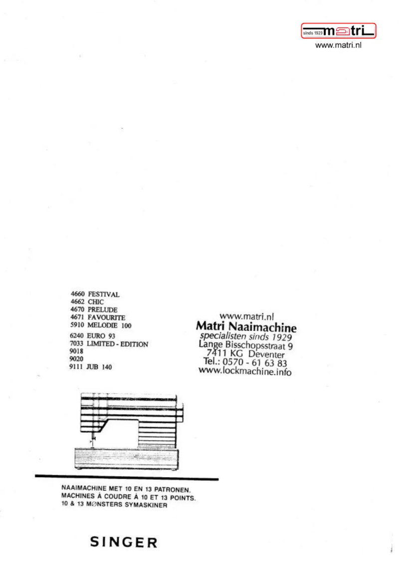 Page n°1 - Manuel utilisateur Singer Limited Edition 7033