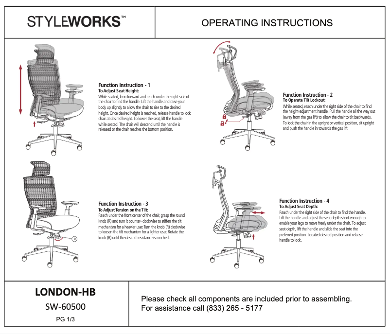 Page 1 de la notice Manuel utilisateur StyleWorks London