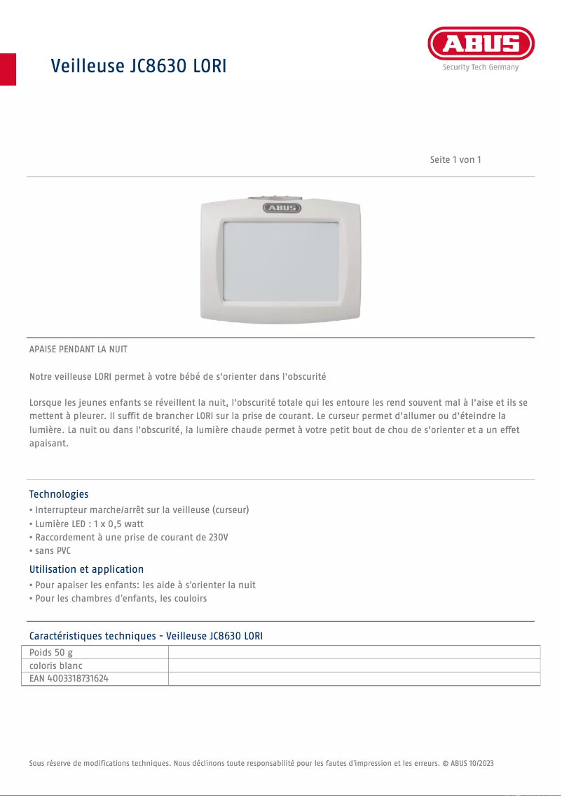 Image de la première page du manuel de l'appareil Lori JC8630