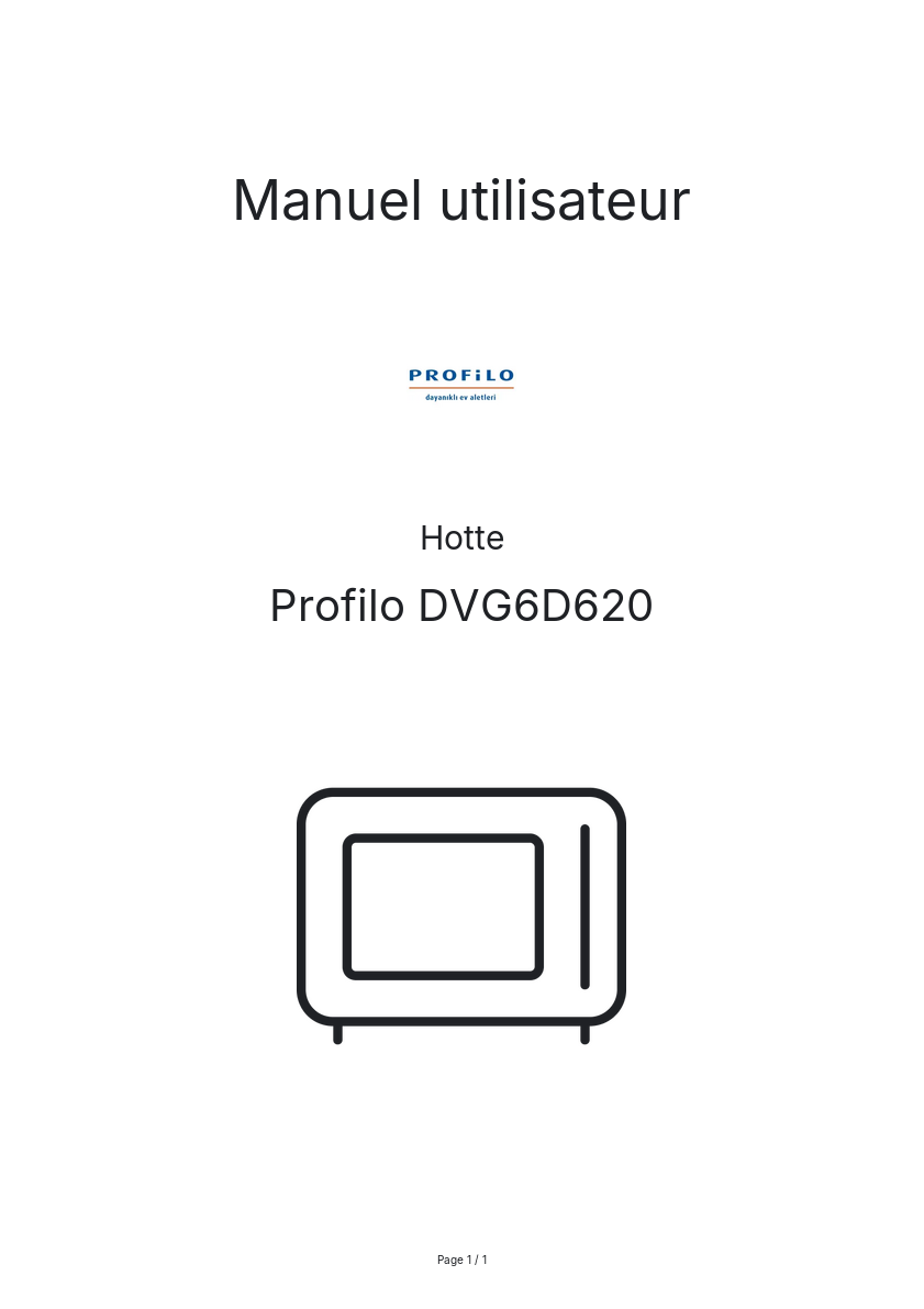 Page n°1 - Manuel utilisateur Profilo DVG6D620