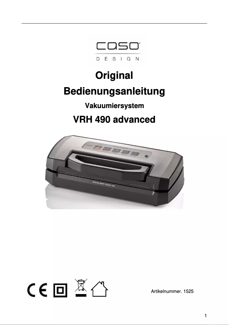 Imagen de la primera página del manual del dispositivo VRH 490 advanced
