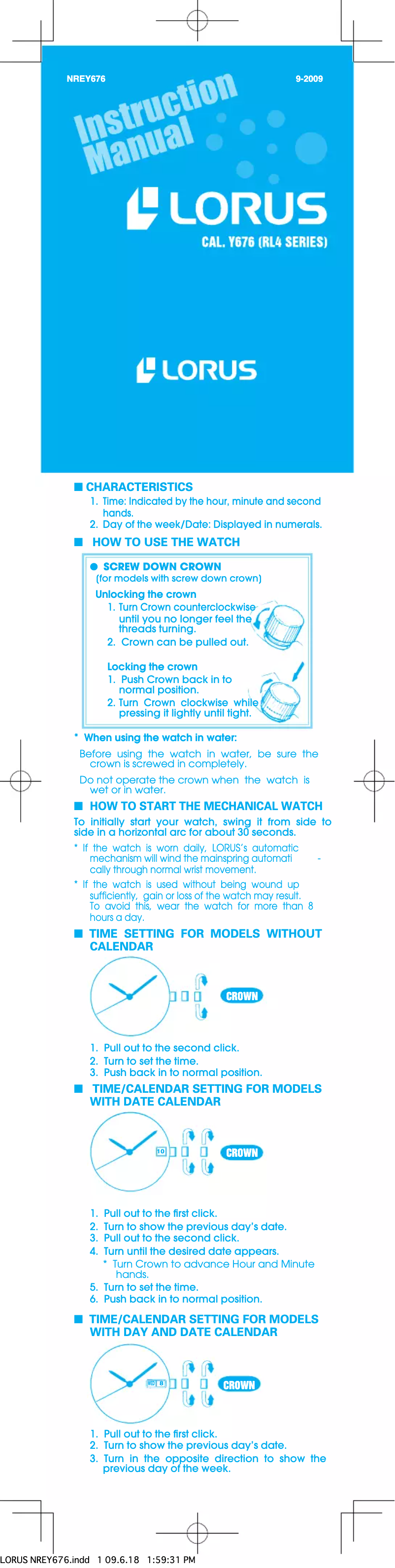 Page 1 de la notice Manuel utilisateur Lorus Classic RL437AX9