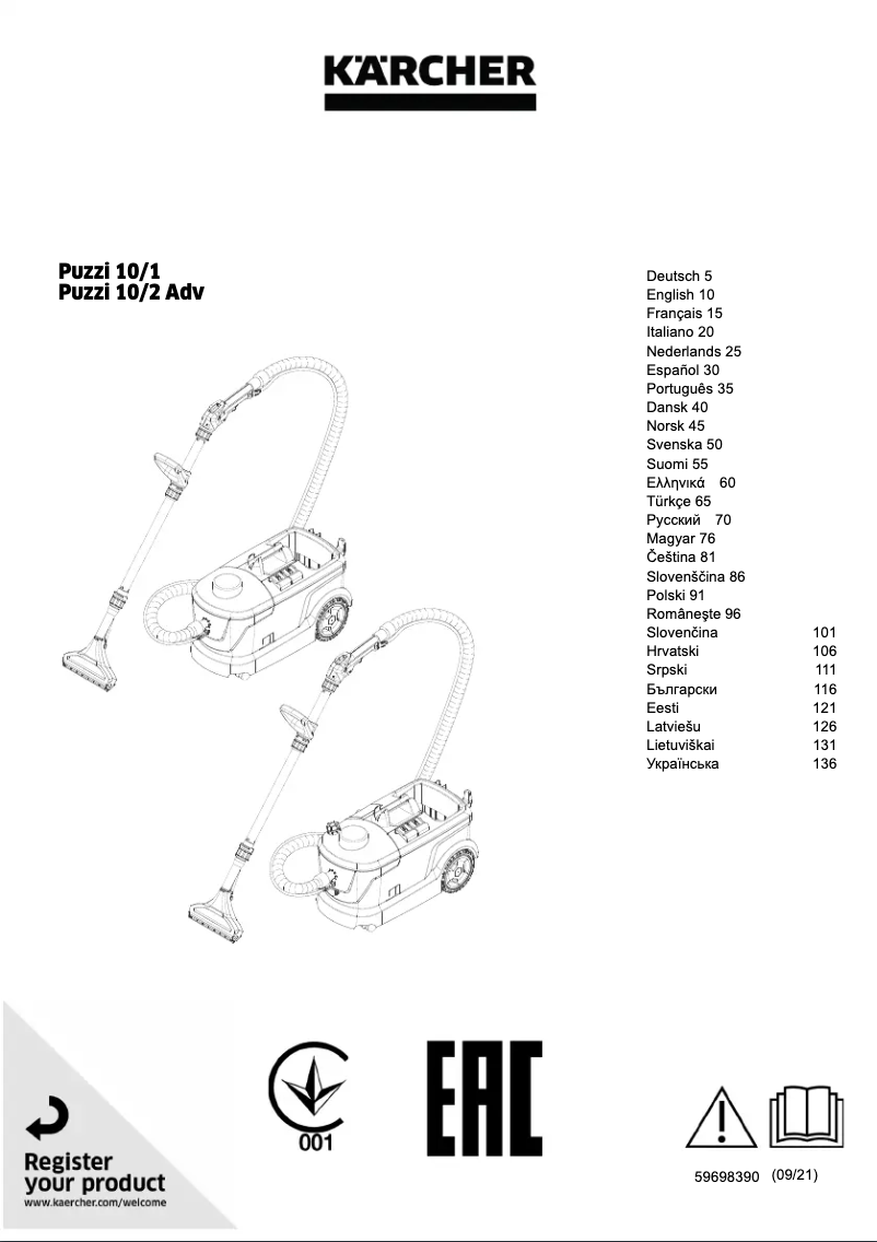 Página 1 del manual Manual de usuario Kärcher Puzzi 10/2 Adv