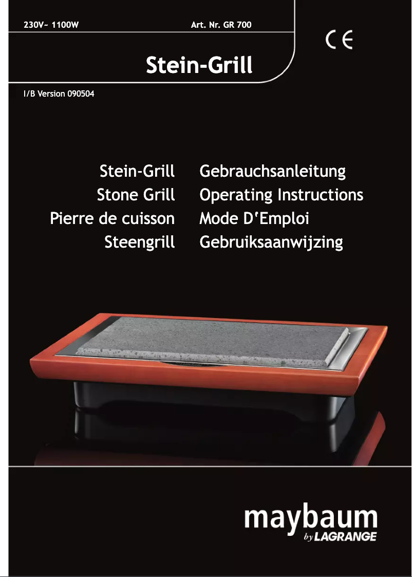 Página 1 del manual Manual de usuario Maybaum Stone Grill GR 700