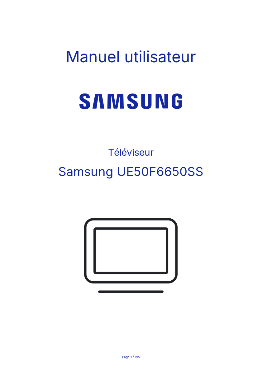 Page n°1 - Manuel utilisateur Samsung UE50F6650SS