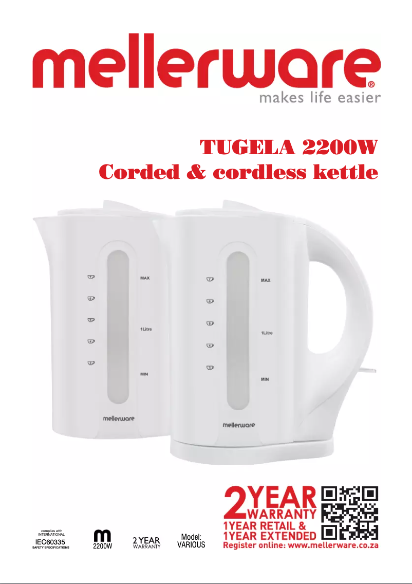 Page 1 de la notice Manuel utilisateur Mellerware Tugela 21203BK