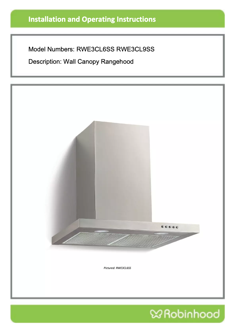 Page 1 de la notice Manuel utilisateur Robinhood RWE3CL9SS
