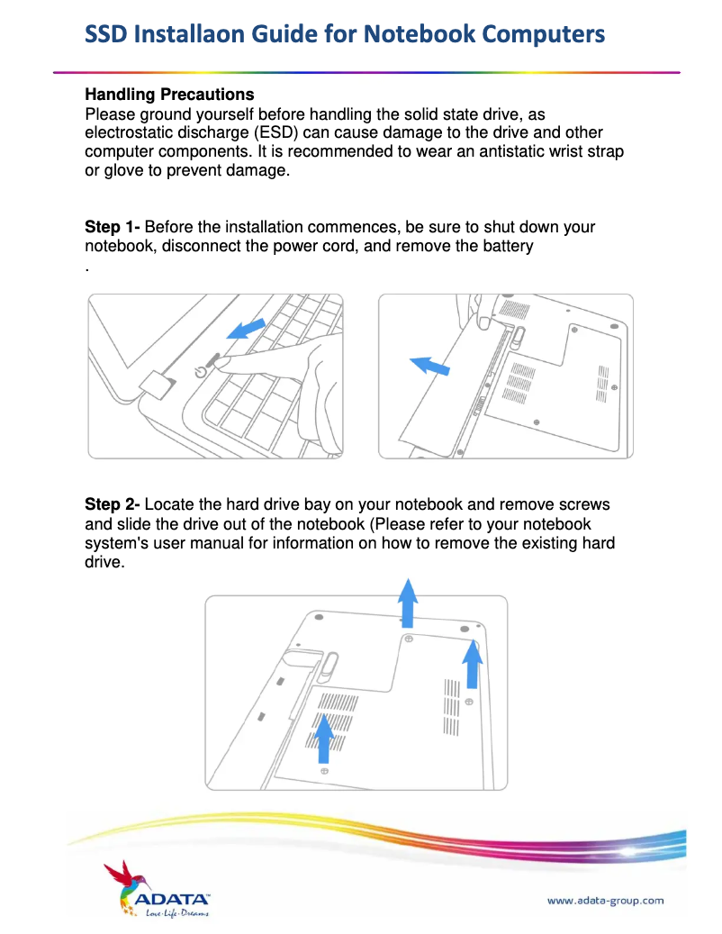 Page 1 de la notice Guide de démarrage rapide ADATA Ultimate SU630