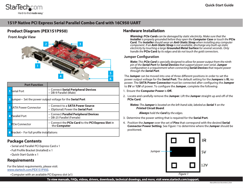 Page n°1 - Manuel utilisateur StarTech.com PEX1S1P950