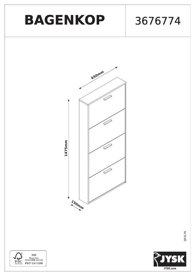 Page 1 de la notice Manuel utilisateur JYSK Price Star (65x148x15)