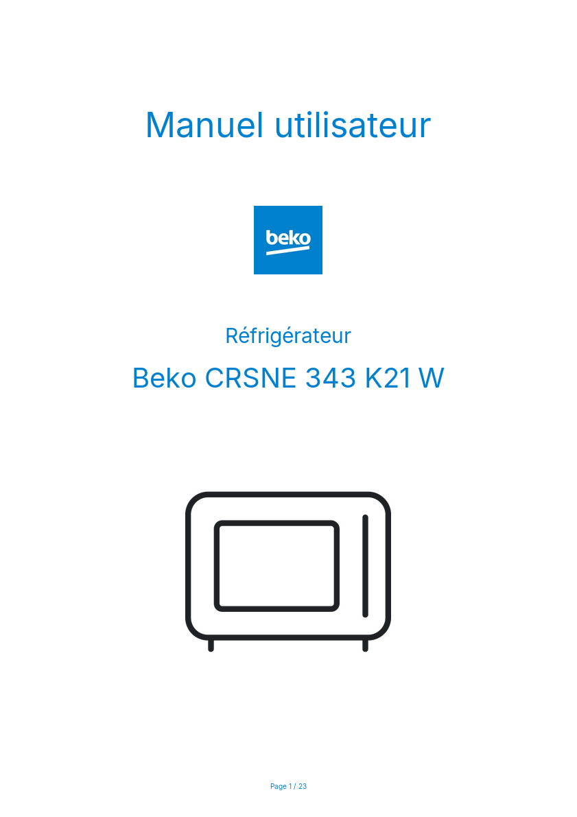 Image de la première page du manuel de l'appareil CRSNE 343 K21 W