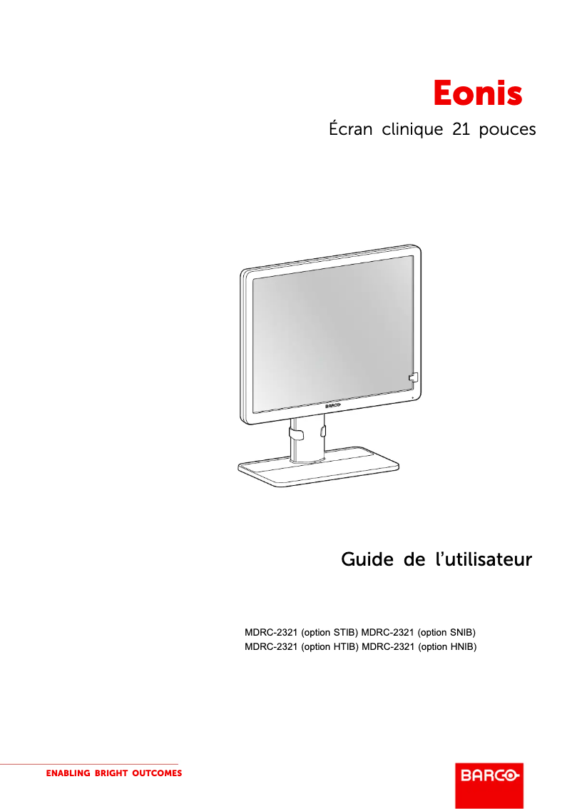 Page 1 de la notice Manuel utilisateur Barco Eonis MDRC-2321