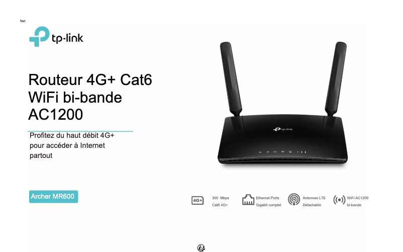 Page 1 de la notice Guide d'installation TP-Link Archer MR600