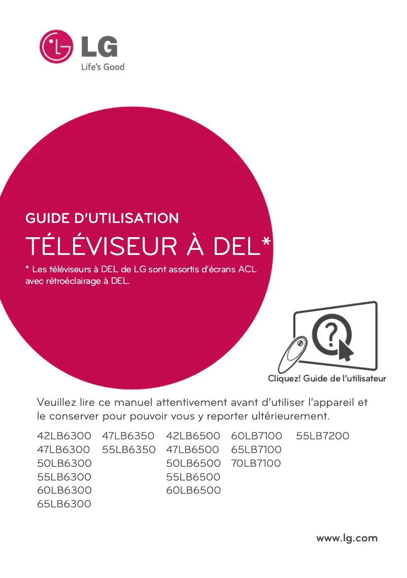 Image de la première page du manuel de l'appareil 55LB6300