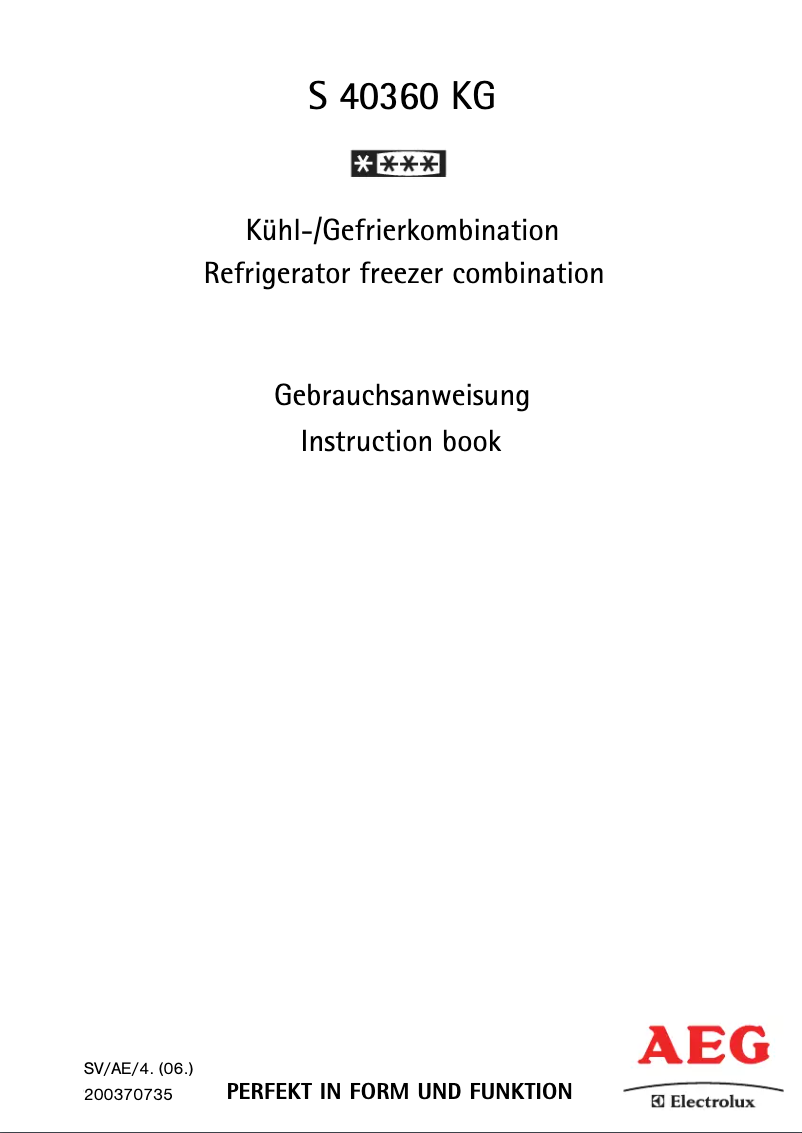 Page n°1 - Manuel utilisateur AEG S 40360 KG