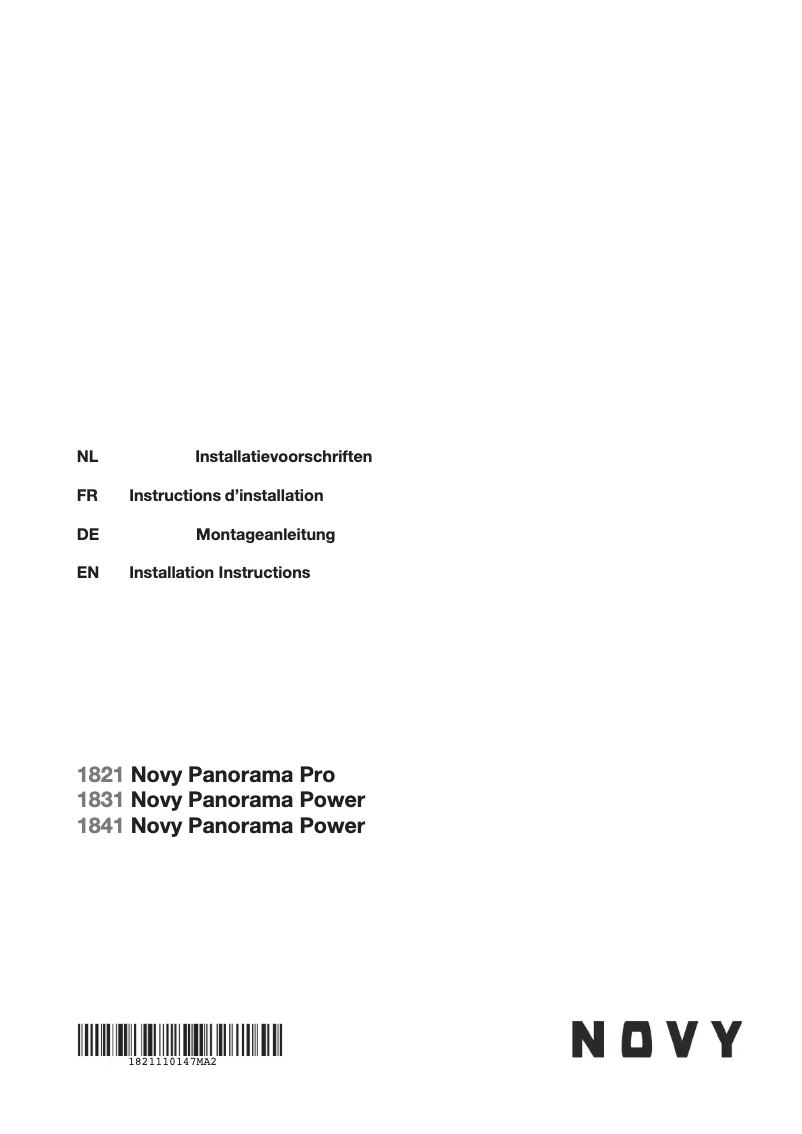 Page 1 de la notice Guide d'installation Novy Panorama Power 1831